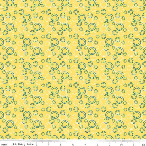 1 Yard End of Bolt - CLEARANCE Oh Happy Day! Circles C10312 Yellow - Riley Blake Designs - Overlapping Circles - Quilting Cotton Fabric