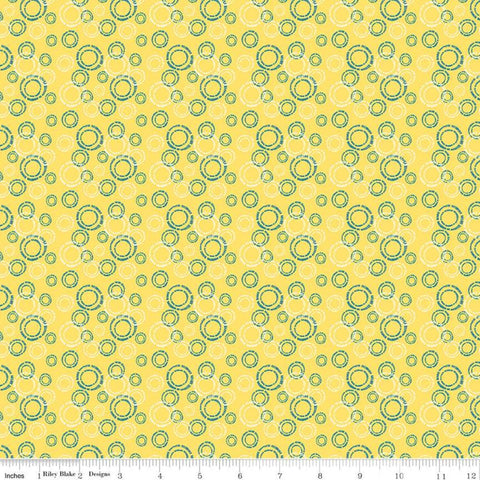 1 Yard End of Bolt - CLEARANCE Oh Happy Day! Circles C10312 Yellow - Riley Blake Designs - Overlapping Circles - Quilting Cotton Fabric
