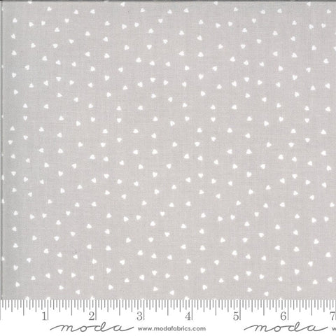 27" end of bolt - Hello Sunshine Hearts 35355 Cloudy - Moda Fabrics - Children's Juvenile Gray Grey with White - Quilting Cotton Fabric