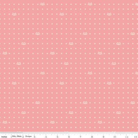 15" End of Bolt Piece - Mod Meow Dots C10283 Coral - Riley Blake Designs - Cat Cats Polka Dots Dotted Orange Pink - Quilting Cotton Fabric