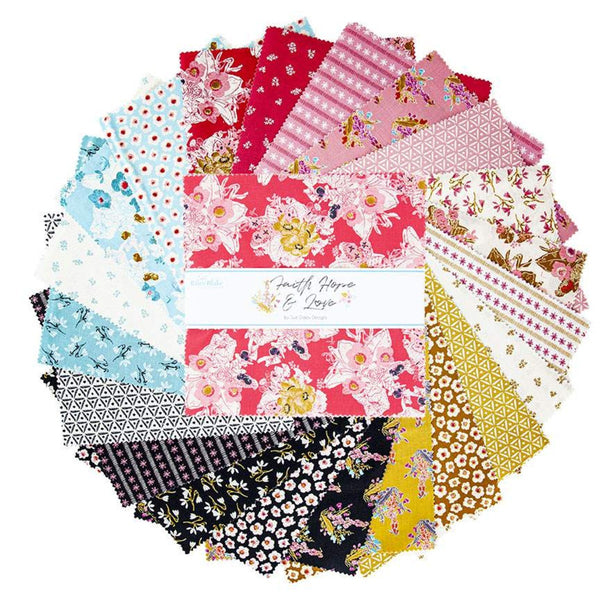 SALE Faith, Hope and Love Layer Cake 10" Stacker Bundle - Riley Blake Designs - 42 piece Precut Pre cut - Floral - Quilting Cotton Fabric