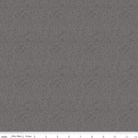 Fat Quarter End of Bolt - SALE Timberland Fur C10335 Gray - Riley Blake Designs - Sketched Lines Tone-on-Tone - Quilting Cotton Fabric