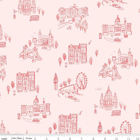 Notting Hill London C10201 Blush - Riley Blake Designs - Scenery Sights England Pink - Quilting Cotton Fabric