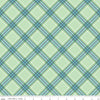 SALE Notting Hill Plaid C10204 Green - Riley Blake Designs - Aqua Blue Green Diagonal - Quilting Cotton Fabric