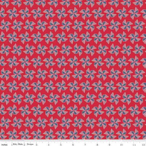 SALE Land of Liberty Pinwheels C10565 Red - Riley Blake Designs - Patriotic Americana Red White Blue - Quilting Cotton Fabric