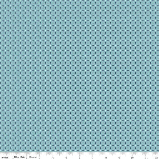 24" End of Bolt Piece SALE Notting Hill Diamonds C10205 Bear Lake - Riley Blake Designs - Geometric Dots Diamond Blue-Quilting Cotton Fabric