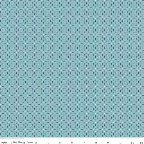 SALE Notting Hill Diamonds C10205 Bear Lake - Riley Blake Designs - Geometric Dots Small Diamond Shapes Blue - Quilting Cotton Fabric