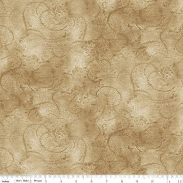 DEAL Painter's Watercolor Swirl C680 Khaki - Riley Blake Designs - Beige Tan Tone-on-Tone - Quilting Cotton Fabric