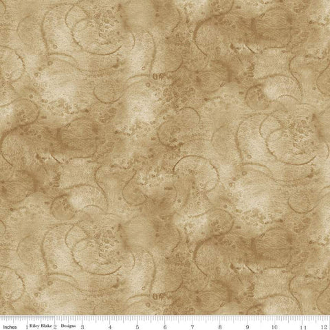 SALE Painter's Watercolor Swirl C680 Khaki - Riley Blake Designs - Beige Tan Tone-on-Tone - Quilting Cotton Fabric