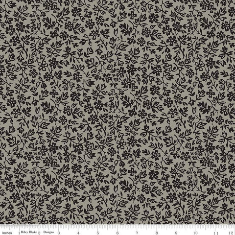Old Made Wallflower C10598 Gray - Riley Blake Designs - Halloween Sewing Floral Flowers -  Quilting Cotton Fabric