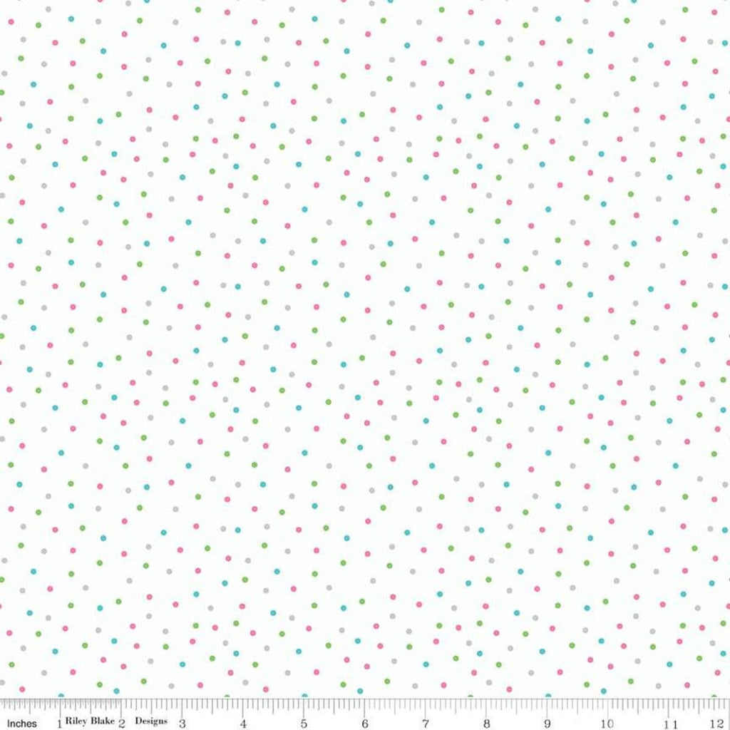30" End of Bolt - Unicorn Kingdom Dots SC10475 White SPARKLE - Riley Blake - Dotted Polka Dot Silver SPARKLE  - Quilting Cotton Fabric