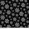 33" End of Bolt - FLANNEL Gnome for Christmas Snowflakes F10612 Black - Riley Blake - Snow White on Black - FLANNEL Cotton Fabric