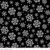 27" End of Bolt - FLANNEL Gnome for Christmas Snowflakes F10612 Black - Riley Blake - Snow White on Black - FLANNEL Cotton Fabric