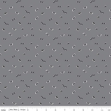 SALE 13" End of Bolt - Spooky Hollow Eyeballs GC10576 Gray GLOW in the DARK - Riley Blake Designs - Halloween Eyes - Quilting Cotton Fabric