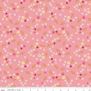 17" End of Bolt - Stardust Floral SC10503 Peony SPARKLE - Riley Blake Fabrics - Flowers Antique Gold SPARKLE Pink - Quilting Cotton Fabric
