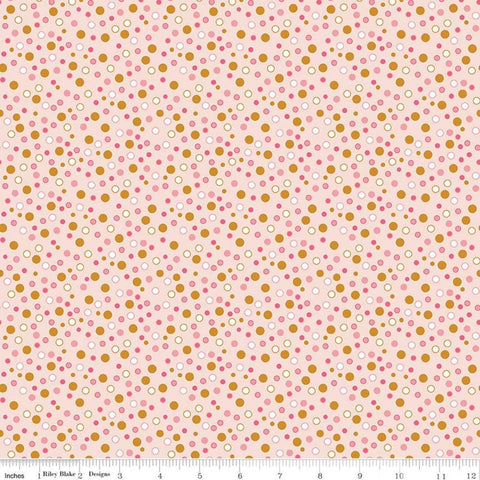 Fat Quarter End of Bolt - SALE Stardust Dottiness SC10505 Ballerina SPARKLE - Riley Blake - Outlined Antique Gold SPARKLE - Quilting Cotton
