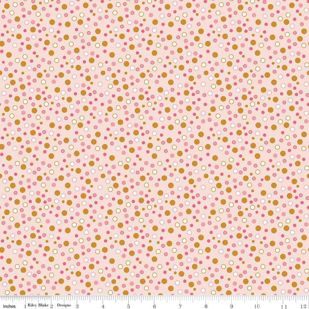 SALE Stardust Dottiness SC10505 Ballerina SPARKLE - Riley Blake Fabrics - Outlined Dots Antique Gold SPARKLE Pink - Quilting Cotton Fabric