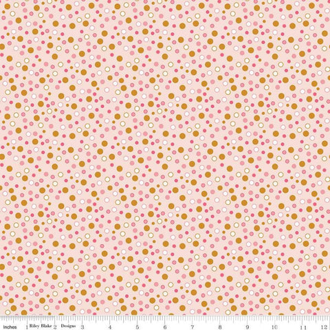SALE Stardust Dottiness SC10505 Ballerina SPARKLE - Riley Blake Fabrics - Outlined Dots Antique Gold SPARKLE Pink - Quilting Cotton Fabric