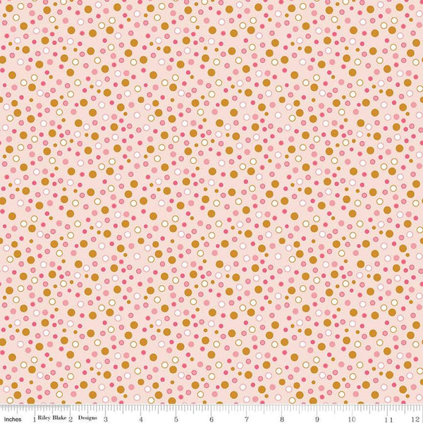 SALE Stardust Dottiness SC10505 Ballerina SPARKLE - Riley Blake Fabrics - Outlined Dots Antique Gold SPARKLE Pink - Quilting Cotton Fabric