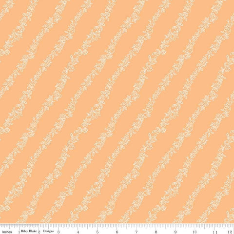 Fat Quarter End of Bolt - CLEARANCE Sew Kewpie Vines C10544 Daisy - Riley Blake Designs - Floral Flowers Vintage Orange - Quilting Cotton