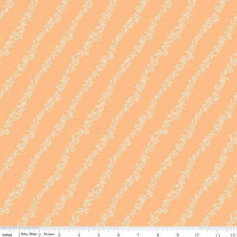Fat Quarter End of Bolt - CLEARANCE Sew Kewpie Vines C10544 Daisy - Riley Blake Designs - Floral Flowers Vintage Orange - Quilting Cotton