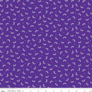 16" End of Bolt SALE Unicorn Kingdom Shooting Stars SC10473 Purple SPARKLE - Riley Blake - Star Silver SPARKLE  - Quilting Cotton Fabric