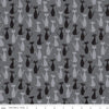 24" End of Bolt - Spooky Hollow Cats SC10573 Charcoal SPARKLE - Riley Blake Designs - Halloween Silver SPARKLE Gray - Quilting Cotton Fabric
