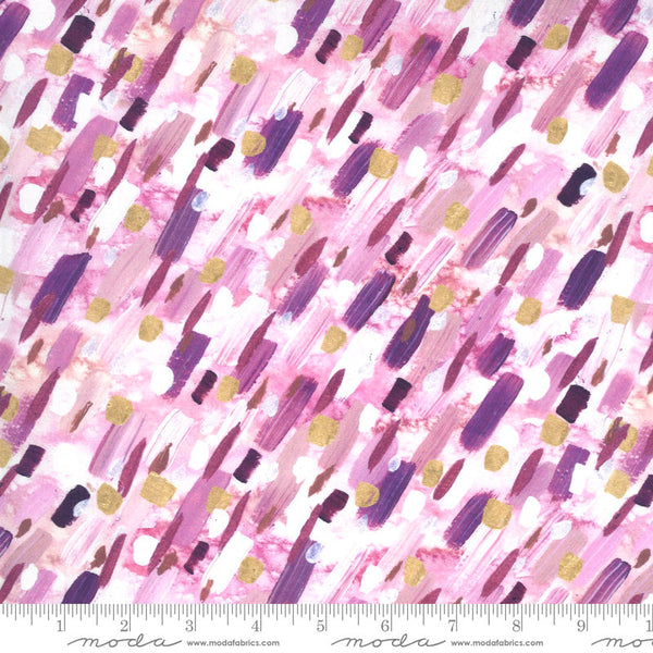 32" End of Bolt - CLEARANCE Sunshine Soul Sunlit 8469 Ultra Violet - Moda Fabrics - Polka Dots Dashes Purple - Quilting Cotton Fabric