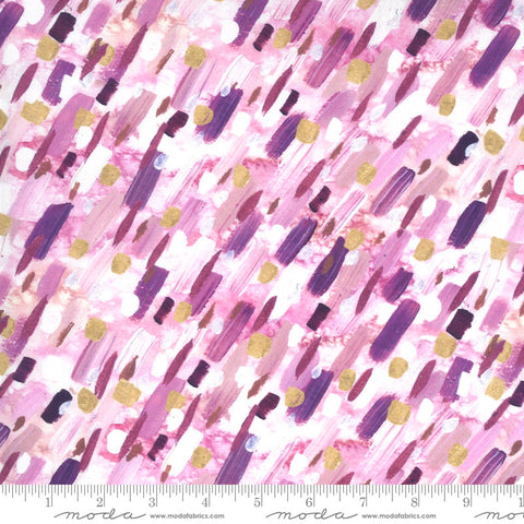 32" End of Bolt - CLEARANCE Sunshine Soul Sunlit 8469 Ultra Violet - Moda Fabrics - Polka Dots Dashes Purple - Quilting Cotton Fabric