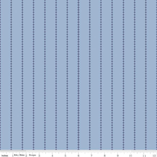 Fat Quarter End of Bolt - CLEARANCE Poppy and Posey Stripes C10583 Periwinkle - Riley Blake - Diamond Stripe -  Quilting Cotton Fabric