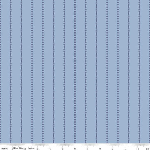 Fat Quarter End of Bolt - CLEARANCE Poppy and Posey Stripes C10583 Periwinkle - Riley Blake - Diamond Stripe -  Quilting Cotton Fabric