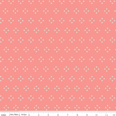 10" End of Bolt - SALE Poppy and Posey French Knots C10584 Coral - Riley Blake - Geometric Off-White on Orange Pink - Quilting Cotton Fabric