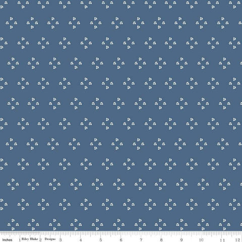 14" End of Bolt - CLEARANCE Poppy and Posey French Knots C10584 Navy - Riley Blake - Geometric Off-White on Blue -  Quilting Cotton Fabric