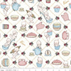 12" End of Bolt - SALE Sew Kewpie Kooks C10541 Cloud - Riley Blake - Cooking Pies Timers Teapots Vintage Off-White - Quilting Cotton Fabric