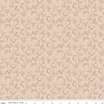 Fat Quarter End of Bolt - SALE Tea with Bea Posy C10493 Blush - Riley Blake Designs - Floral Flowers Off White Pink - Quilting Cotton