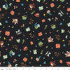 Fat Quarter End of Bolt - SALE Tiny Treaters Toss GC10481 Charcoal GLOW in the DARK - Riley Blake - Halloween Black - Quilting Cotton Fabric