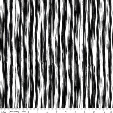 10" End of Bolt - Tiny Treaters Stripe C10486 Charcoal - Riley Blake - Halloween Charcoal Cream Uneven Stripes -  Quilting Cotton Fabric