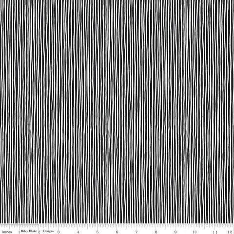 10" End of Bolt - Tiny Treaters Stripe C10486 Charcoal - Riley Blake - Halloween Charcoal Cream Uneven Stripes -  Quilting Cotton Fabric