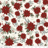 9" End of Bolt - SALE Farmhouse Christmas Main C10950 White - Riley Blake Designs - Floral Flowers Poinsettias - Quilting Cotton Fabric