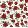 9" End of Bolt - SALE Farmhouse Christmas Main C10950 White - Riley Blake Designs - Floral Flowers Poinsettias - Quilting Cotton Fabric