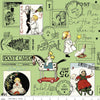 9" End of Bolt - SALE All About Christmas Post C10793 Green - Riley Blake - Stamps Postmarks Phrases DIGITALLY PRINTED - Quilting Cotton
