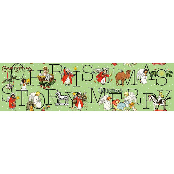 Fat Quarter End of Bolt - SALE All About Christmas Story C10794 Green - Riley Blake - Merry Stars DIGITALLY PRINTED - Quilting Cotton Fabric