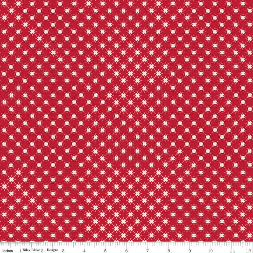 20" End of Bolt - DEAL Christmas Adventure Quilty Snowflakes C10735 Scarlet - Riley Blake Designs - Geometric Red - Quilting Cotton Fabric