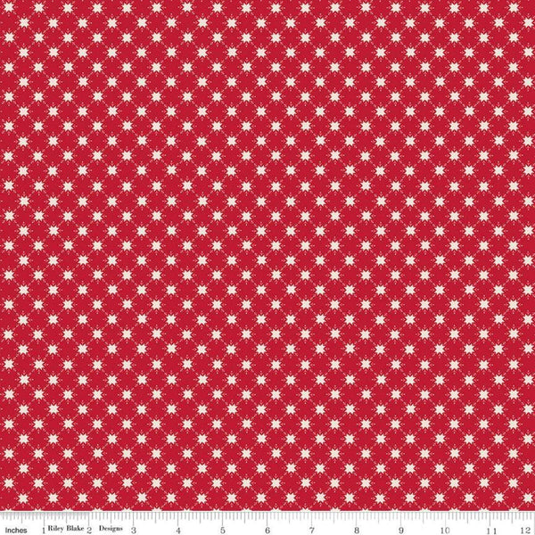 20" End of Bolt - DEAL Christmas Adventure Quilty Snowflakes C10735 Scarlet - Riley Blake Designs - Geometric Red - Quilting Cotton Fabric