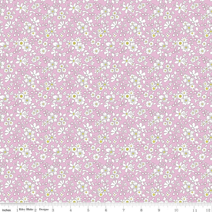 SALE The Deco Dance Collection Maddsie Silhouette A - 04775922A - Riley Blake - Flowers White Pink Liberty Fabrics - Quilting Cotton Fabric
