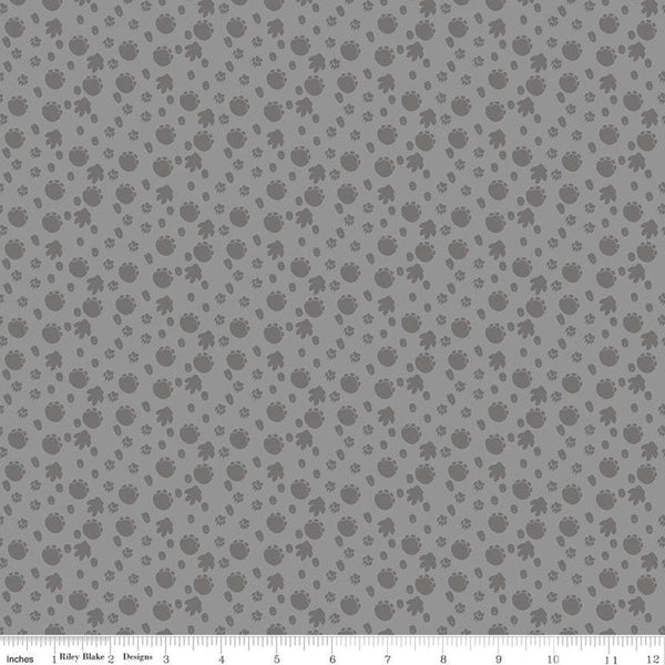 18" End of Bolt - SALE Colorful Friends Footprints C11013 Granite - Riley Blake  Crayola Paw - Quilting Cotton Fabric - Licensed Product