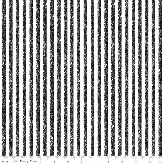 Crayola Stripe C685 Toy Poodle - Riley Blake Designs - Crayon-Drawn Stripes Striped Black White - Quilting Cotton Fabric - Licensed Product