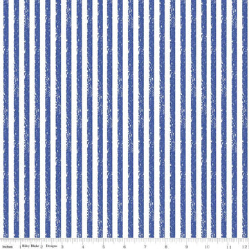 27" End of Bolt - Crayola Stripe C685 Midnight Blue - Riley Blake Designs - Drawn Stripes Blue - Quilting Cotton Fabric - Licensed Product