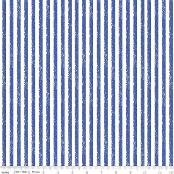 27" End of Bolt - Crayola Stripe C685 Midnight Blue - Riley Blake Designs - Drawn Stripes Blue - Quilting Cotton Fabric - Licensed Product