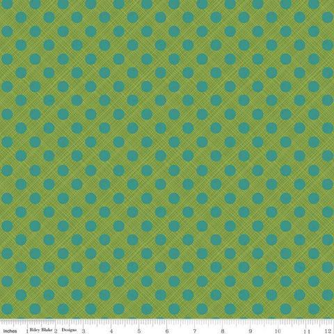 Fat Quarter End of Bolt - SALE Snowed In Sketched Dots C10817 Green - Riley Blake - Christmas Polka Dot Dotted - Quilting Cotton Fabric